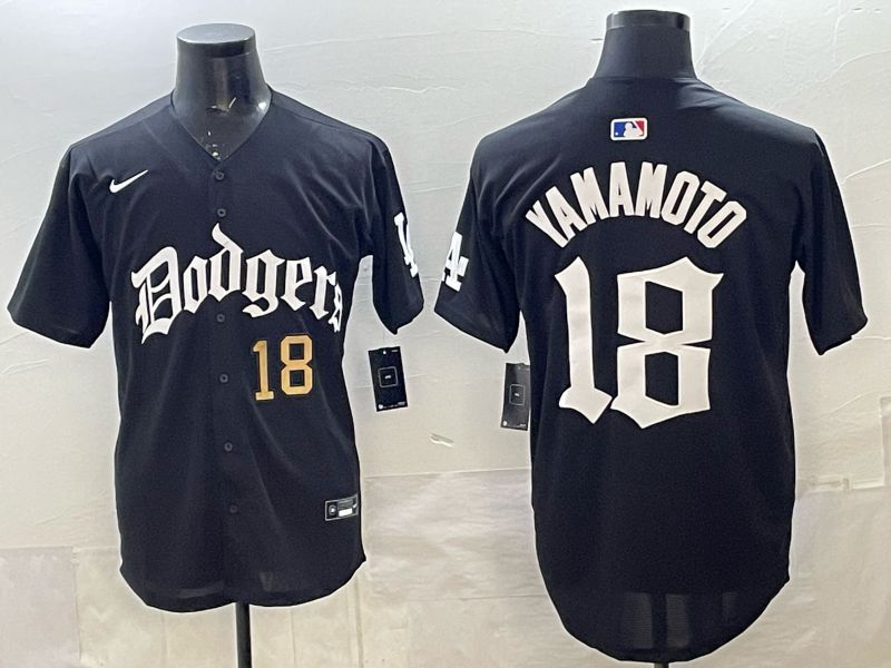 Men 2026 Nike Los Angeles Dodgers #18 Yamamoto Black Game MLB Jersey 016->youth nba jersey->Youth Jersey